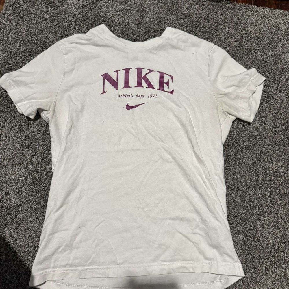 Nike White Tee with Purple Graphic